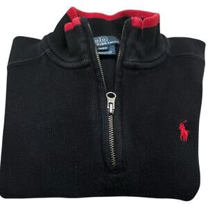 Polo Ralph Lauren Boys Black & Red Cotton 1/4 Zip Sweater Toddler 3T
